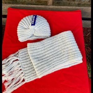 Gray brand new turban style hat and scarf set